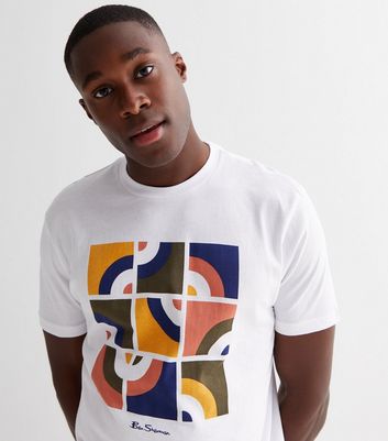 Men's Ben Sherman White Abstract Crew T-Shirt New Look