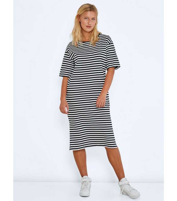 Noisy May Stripe Jersey | Look Dress Black New Midi