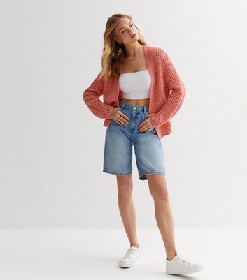 Mid Pink Chunky Knit Cardigan New Look