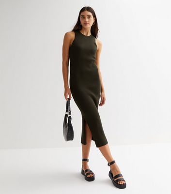 New Look Green Textured Puff Sleeve Midi Dress | littlewoods.com