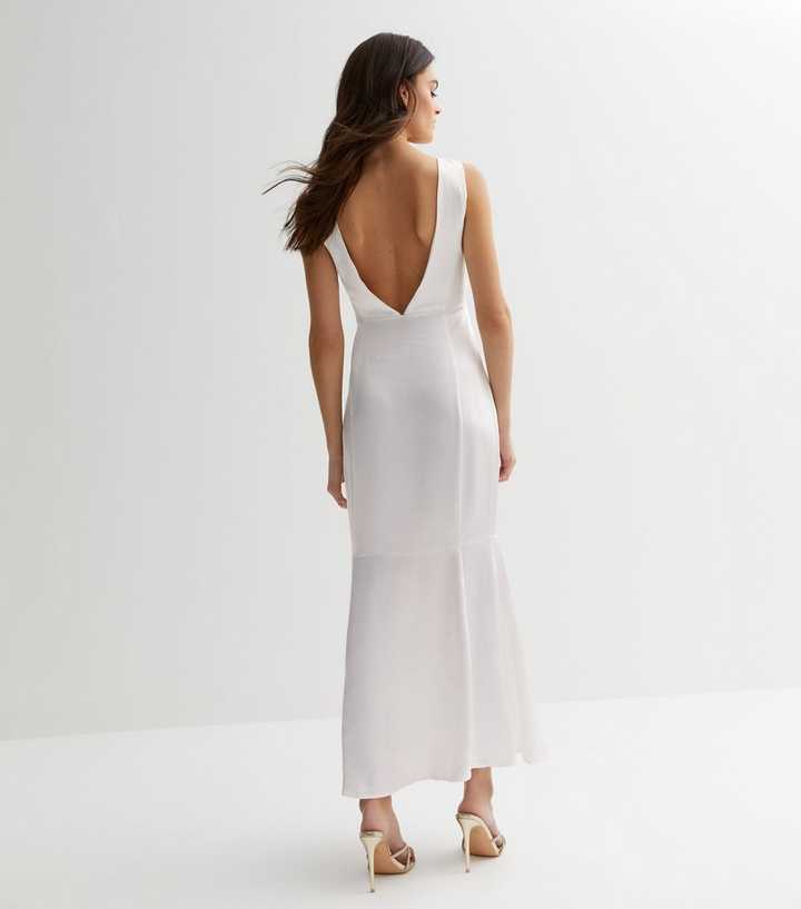 white fishtail maxi dress