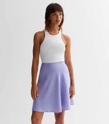 Vila Lilac Satin High Waist Mini Skirt