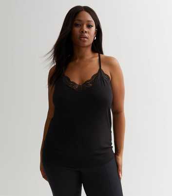Vero Moda Curve Black Lace Back Strappy Top