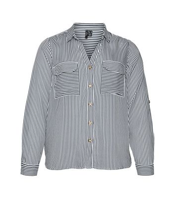 Vero Moda Curve White Stripe Pocket Front Shirt New Look
