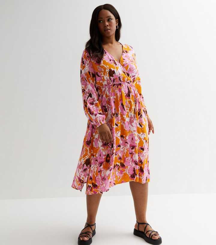 Vero Moda Curve Orange Wrap Dress | New Look