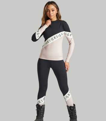South Beach White Colour Block Fleeceback Ski Leggings