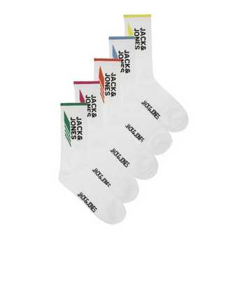 Jack & Jones Junior 5 Pack Multicoloured Ribbed Logo Socks