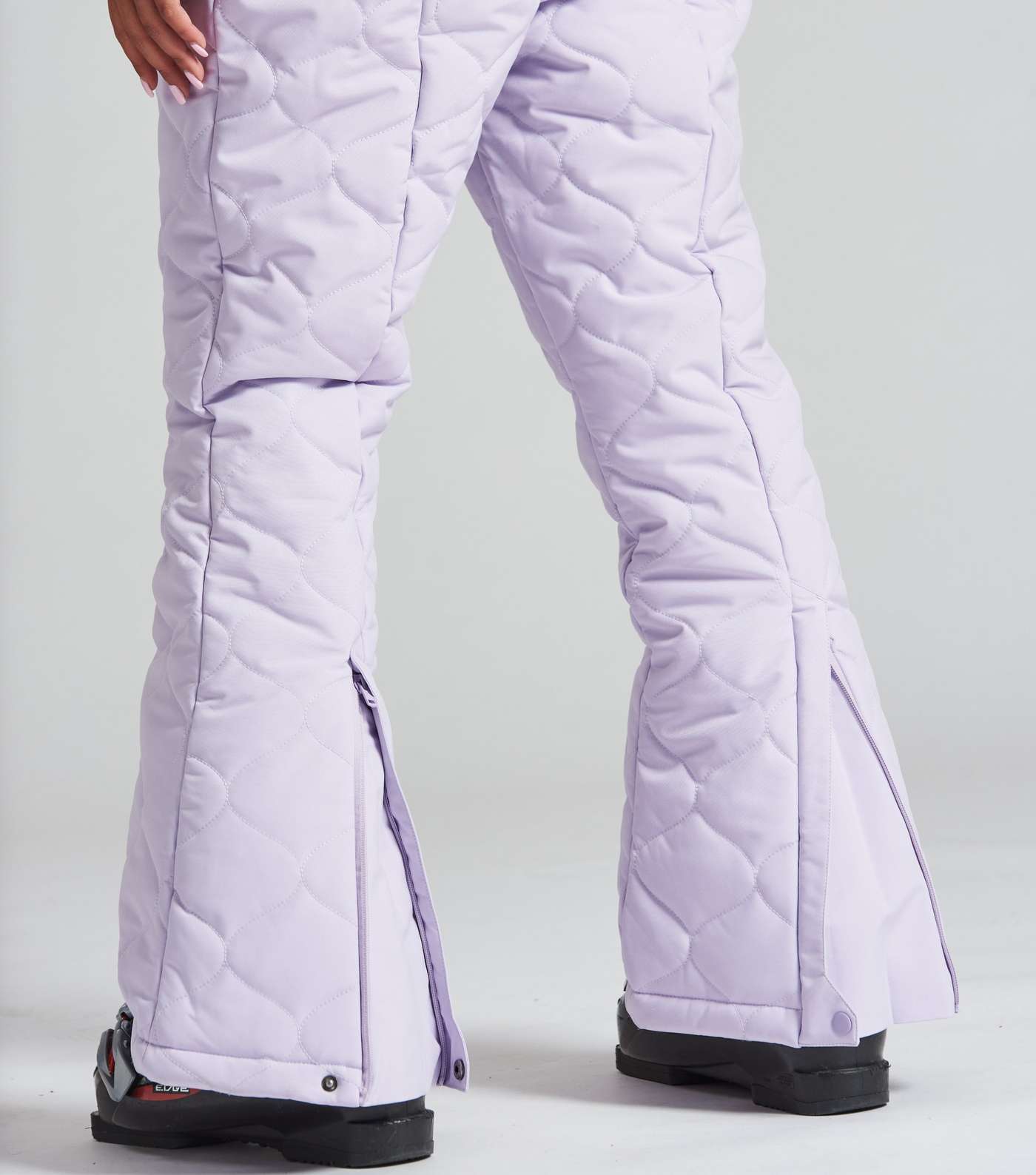 South Beach Lilac Quilted Faux Fur Hooded Ski Snowsuit Image 5