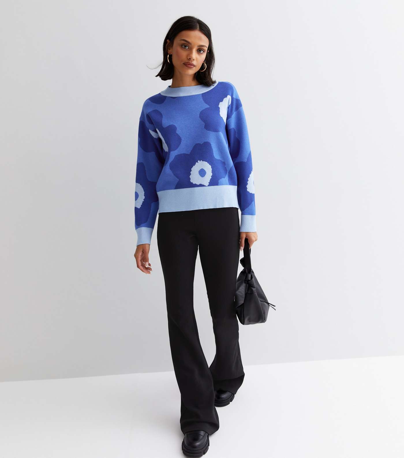 Blue Vanilla Blue Abstract Floral Crew Neck Long Sleeve Jumper Image 2