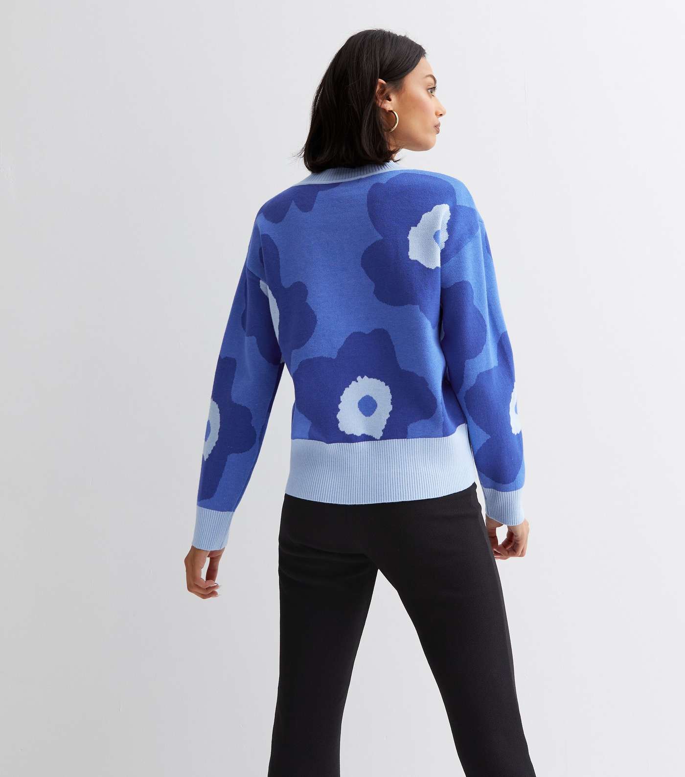 Blue Vanilla Blue Abstract Floral Crew Neck Long Sleeve Jumper Image 4