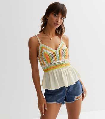 Off White Crochet Peplum Cami