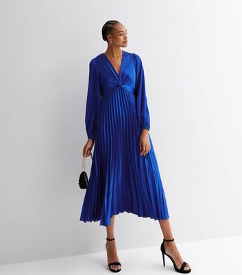 twist front wrap split hem satin dress