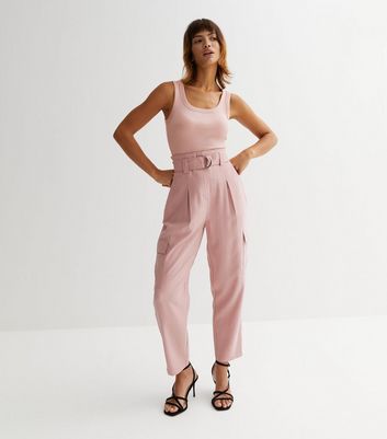 Pink Belted Cargo Trousers New Look