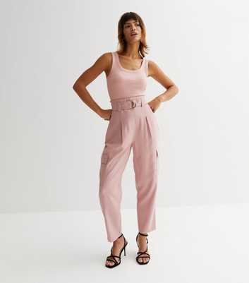 Pink Belted Cargo Trousers