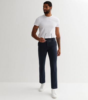 Farah Navy Straight Leg Trousers | New Look