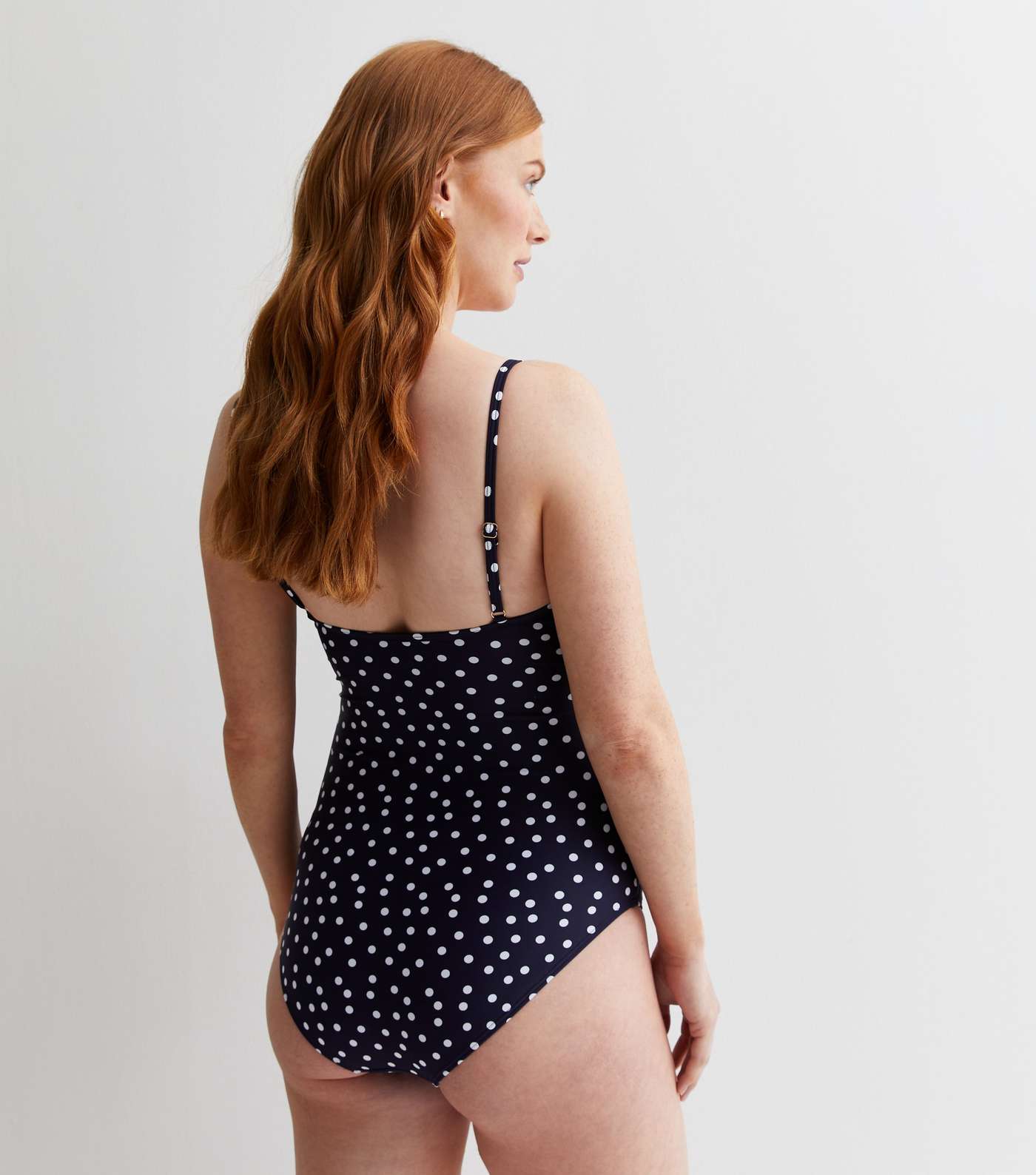 Maternity Blue Spot Ruched Wrap Swimsuit Image 4