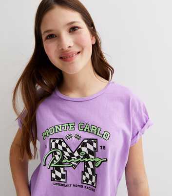 Girls Lilac Monte Carlo Racing Logo T-Shirt