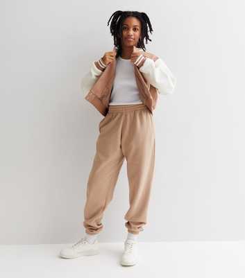 Girls Camel Jersey Cuffed Joggers