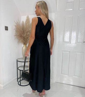 Black wrap evening on sale dress