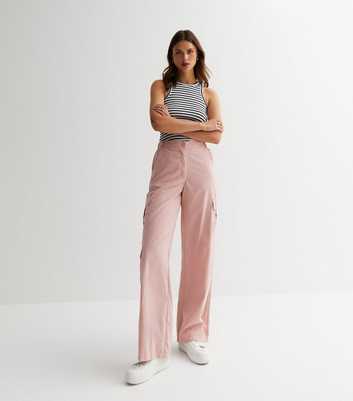 Cameo Rose Mid Pink High Waist Cargo Trousers