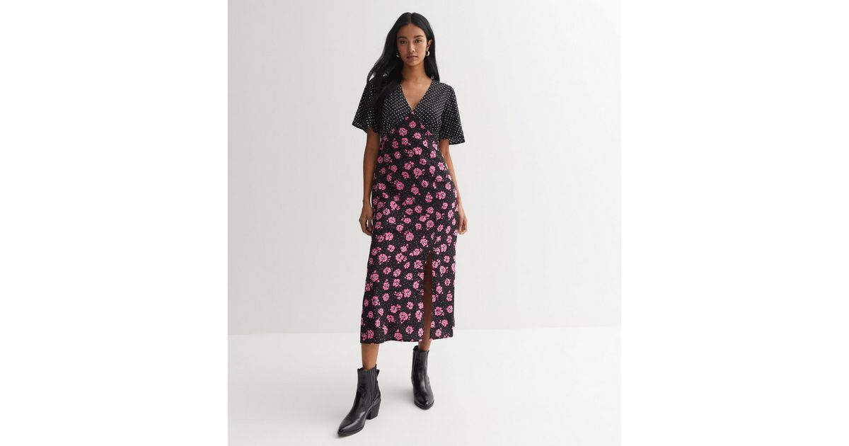 Spot Flutter Sleeve Dress