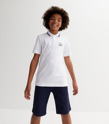 Jack Jones Junior White Stripe Collar Polo Shirt New Look