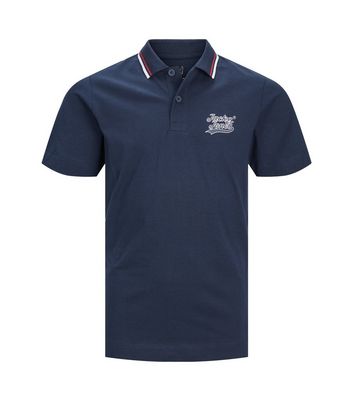 Jack & Jones Junior Navy Stripe Collar Polo Shirt New Look