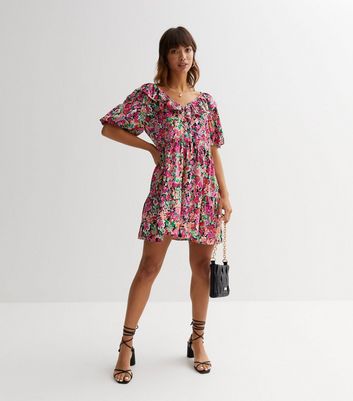 Frill puff outlet sleeve dress