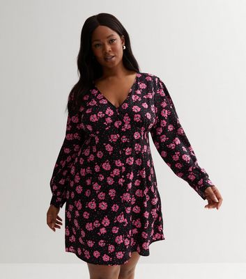 Pink and best sale black floral dress