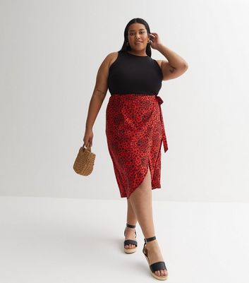 Plus size red midi sale skirt