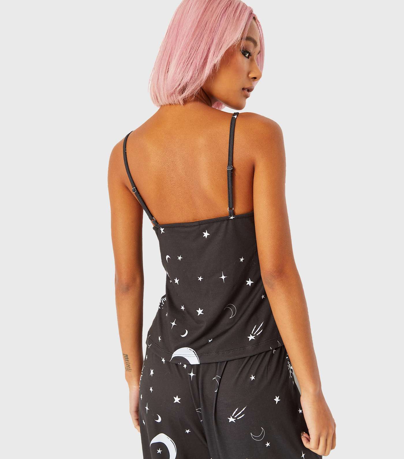 Skinnydip Black Lace Cami Pyjama Set with Celestial Print Image 6