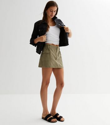 Khaki Cargo Mini Skirt New Look