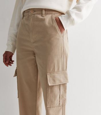 Stone Slim Fit Cargo Trousers  New Look