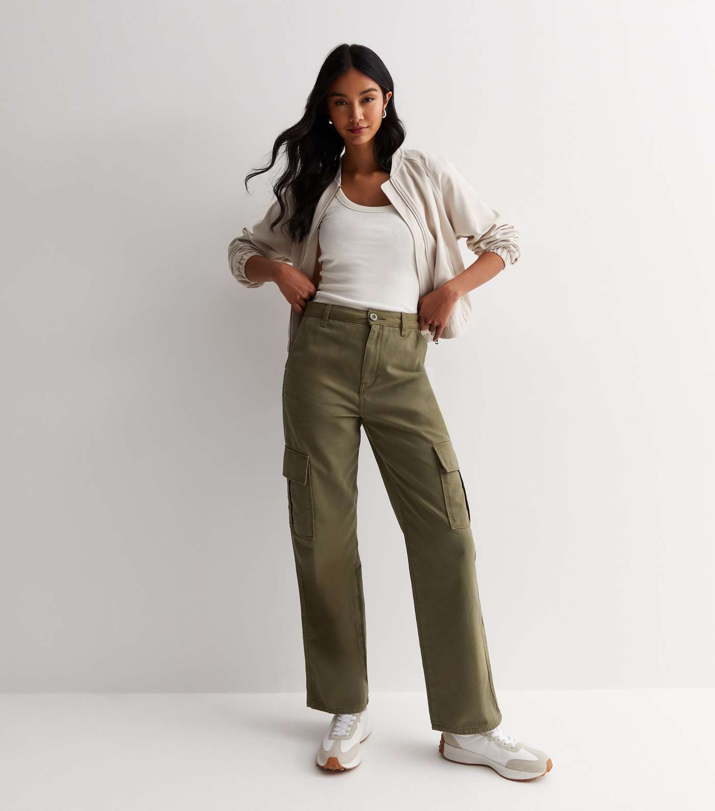 Olive Slim Fit Cargo Trousers Image 2