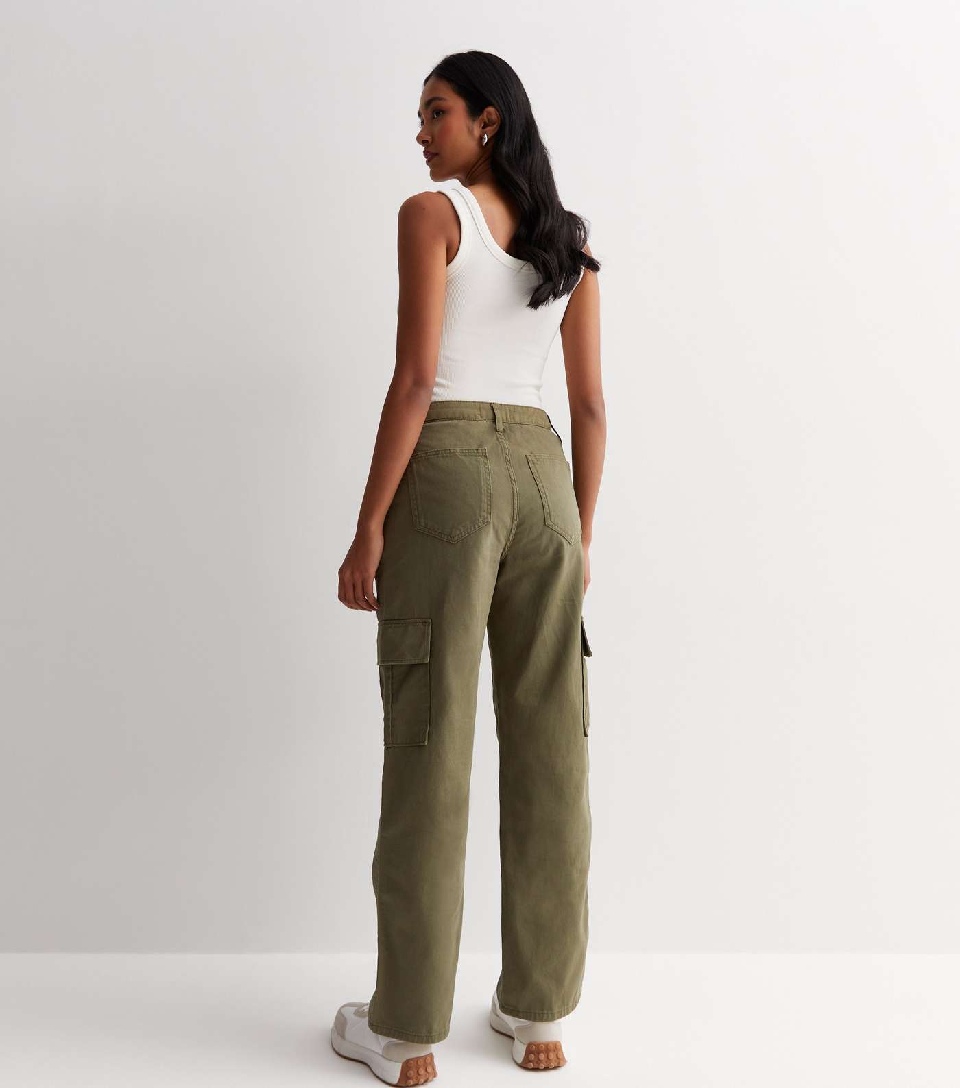 Olive Slim Fit Cargo Trousers Image 4