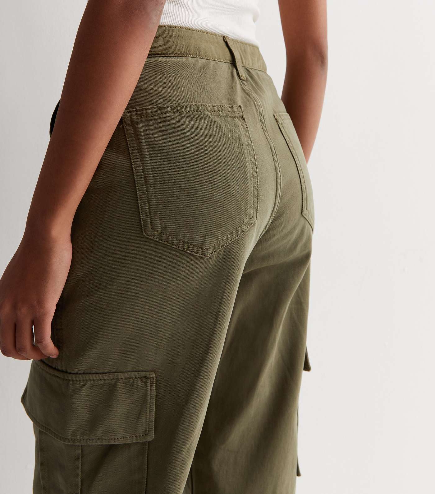 Olive Slim Fit Cargo Trousers Image 6