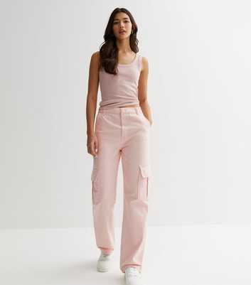 Pink Slim Fit Cargo Trousers