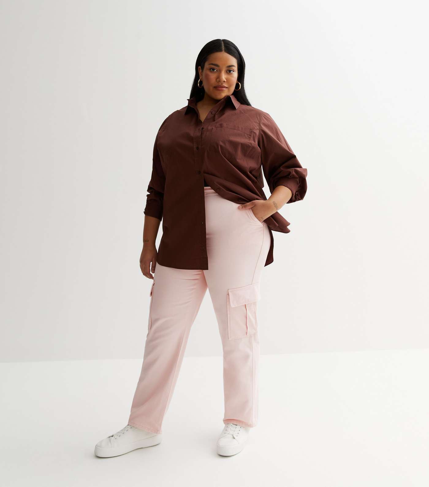 Pink Slim Fit Cargo Trousers Image 5