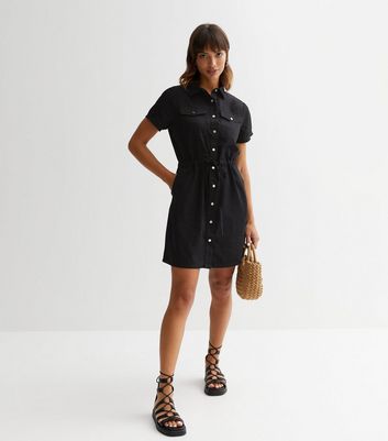 Short black 2025 shirt dress