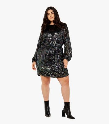 Apricot Curves Black Sequin Mini Tunic 