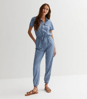 Short sleeve denim 2025 boiler suit