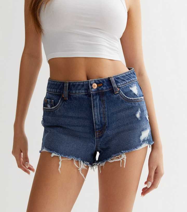 Mini short jean bleu True NYC - Shorts Femme
