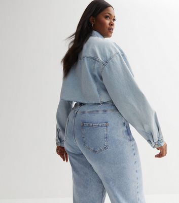 Cropped boxy denim hot sale jacket