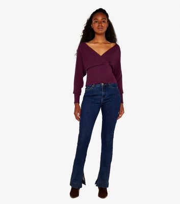Apricot Dark Purple Bar Back Wrap Jumper New Look