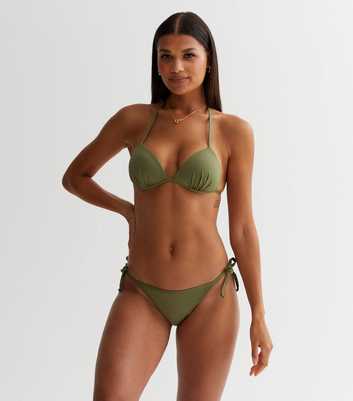 Khaki Moulded Triangle Bikini Top