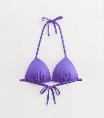 Dark Purple Moulded Triangle Bikini Top New Look
