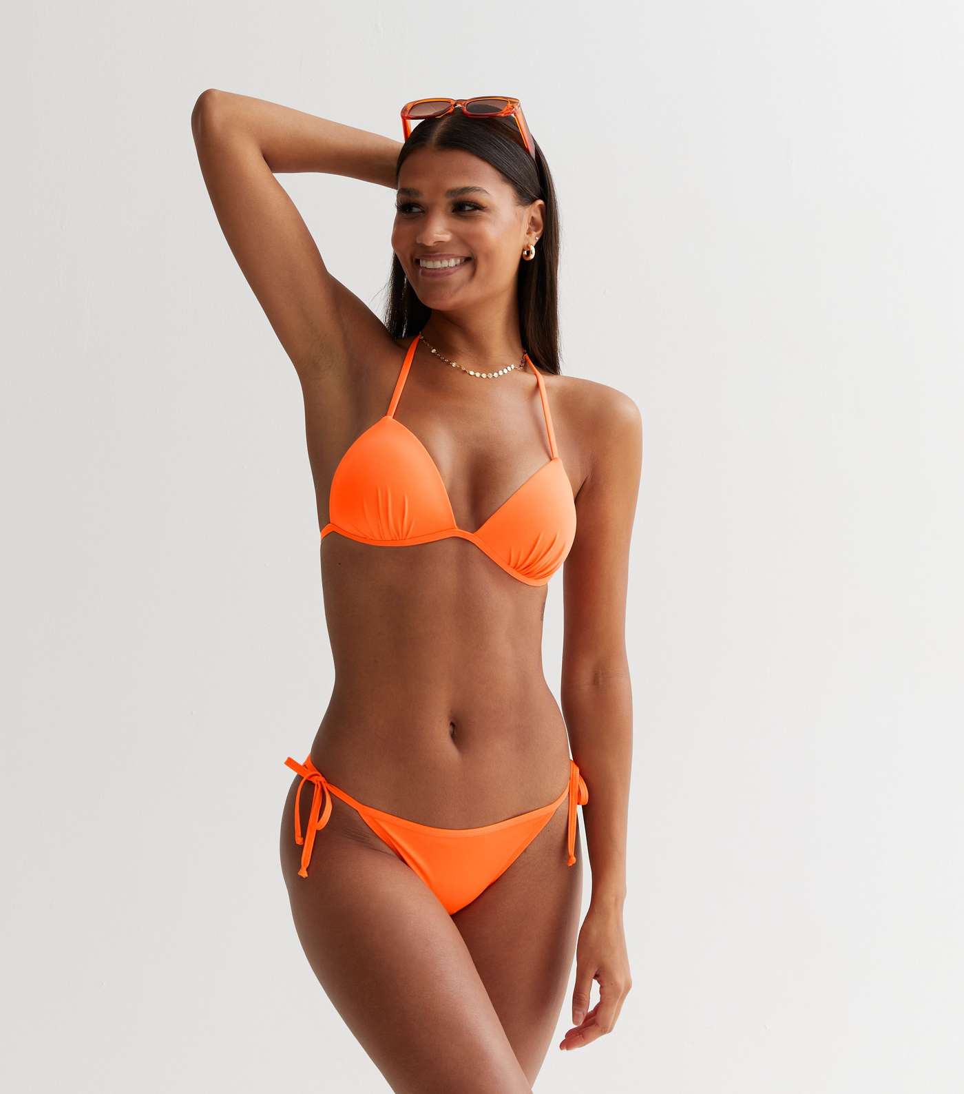 Bright Orange Moulded Triangle Bikini Top
