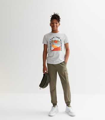 Boys Khaki Drawstring Cuffed Cargo Trousers