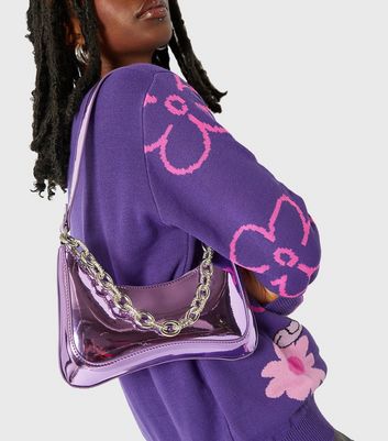 Skinnydip Purple Metallic Chain Shoulder Bag