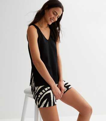 Black Fine Knit Towelling Vest